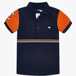 Mayoral Kids Polo Shirt - Navy and Orange